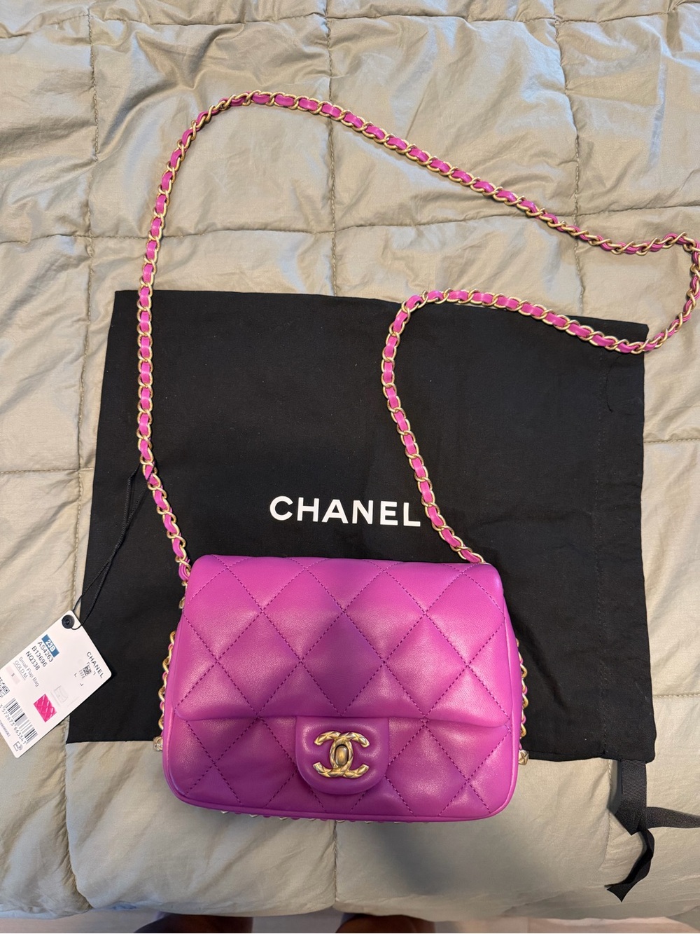 Chanel Quilted Lambskin Mini Flap Bag in Fuchsia